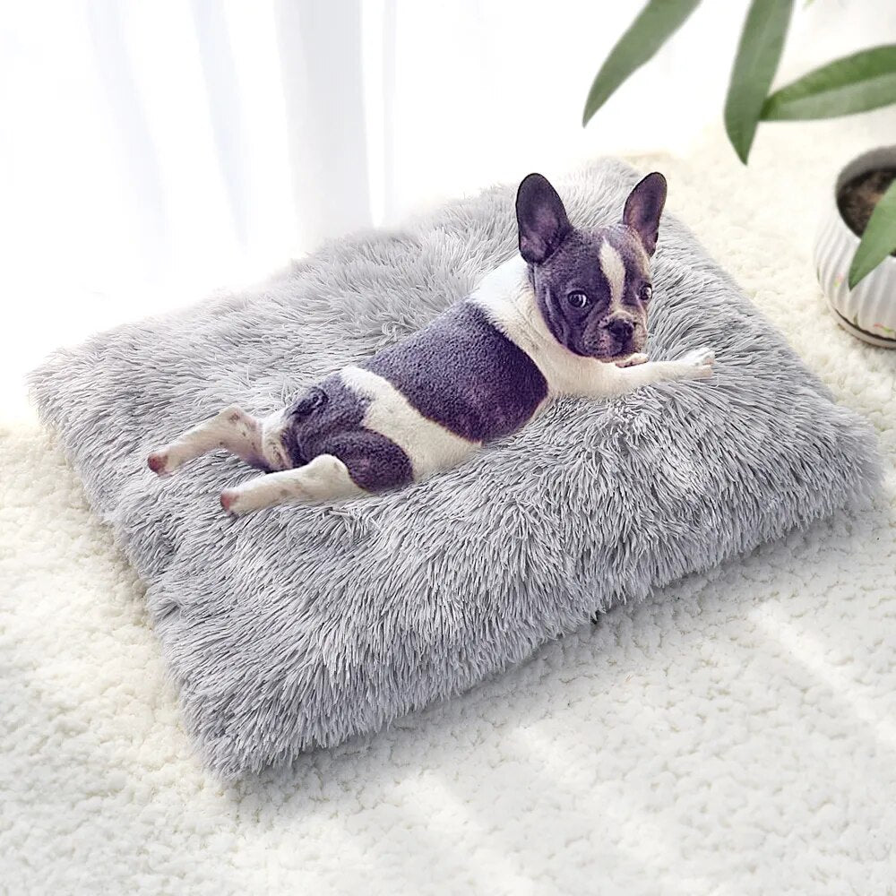 Long Plush Dog Bed Pet Cushion Blanket Soft Fleece Cat Cushion Puppy