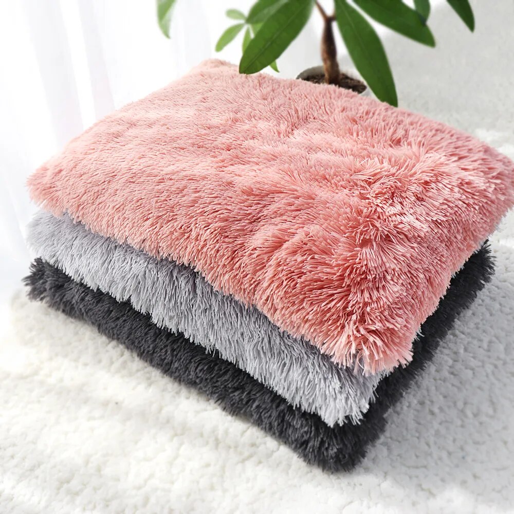 Long Plush Dog Bed Pet Cushion Blanket Soft Fleece Cat Cushion Puppy