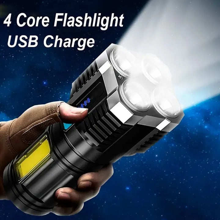 High Powered Handheld LED USB Rechargeable Flashlight. Great for Camping or Car or to Have on Hand for Emergency's or for a Childs Room.