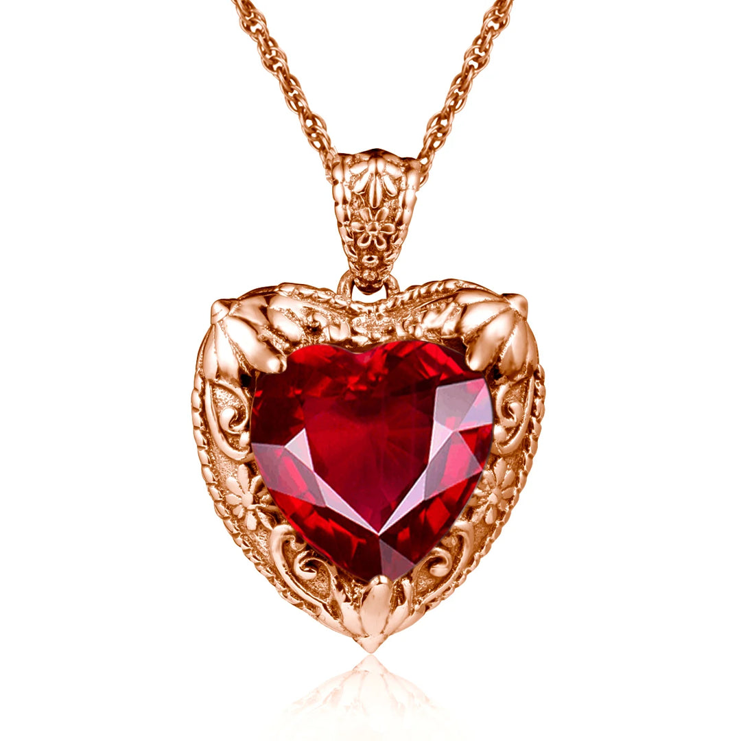 Heart Pendant made of 925 Silver with Rose Gold or Gold plating and Synthetic Stone.