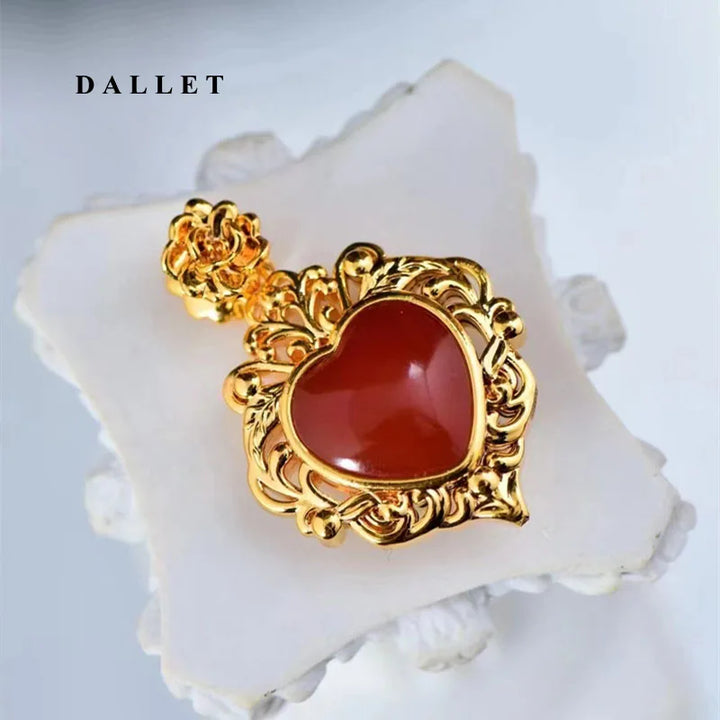 Womens Authentic Fine Gold Jewelry That Shows How Much You Love Them this Valentine Season in 2024 w/ this (18K AU750 Gold - Agate - Heart Pendant).