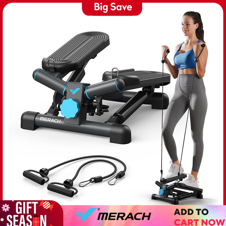 Mini Twist Stair Stepper with Resistance Bands – Full-Body Cardio Workout at Home (330 lb Capacity)