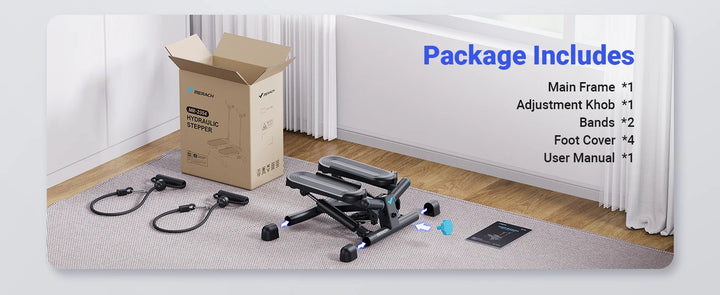 Mini Twist Stair Stepper with Resistance Bands – Full-Body Cardio Workout at Home (330 lb Capacity)