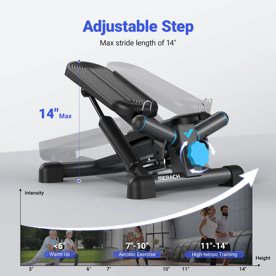 Mini Twist Stair Stepper with Resistance Bands – Full-Body Cardio Workout at Home (330 lb Capacity)