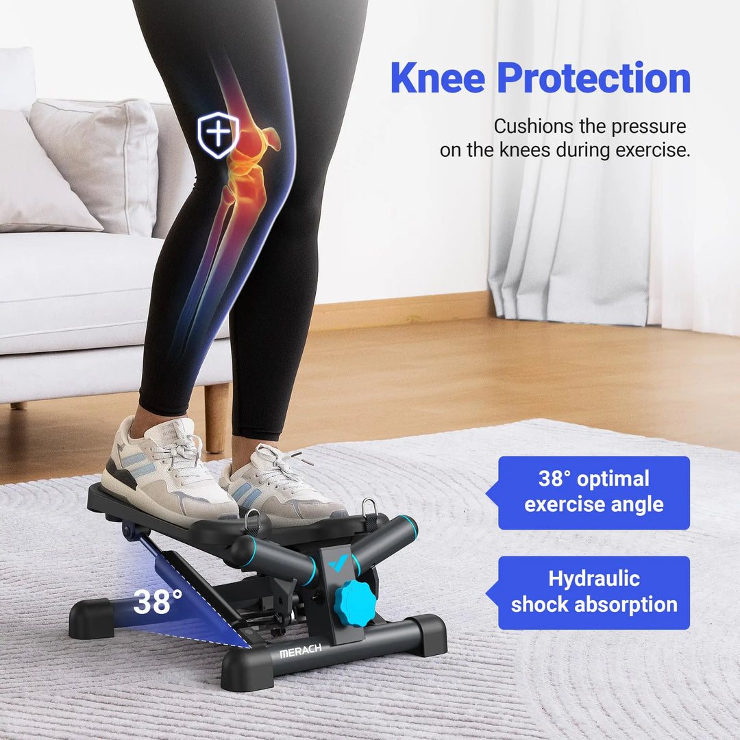 Mini Twist Stair Stepper with Resistance Bands – Full-Body Cardio Workout at Home (330 lb Capacity)