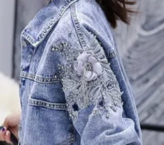 Stylish Loose Fit Embroidered Denim Jacket for Women, S-XL