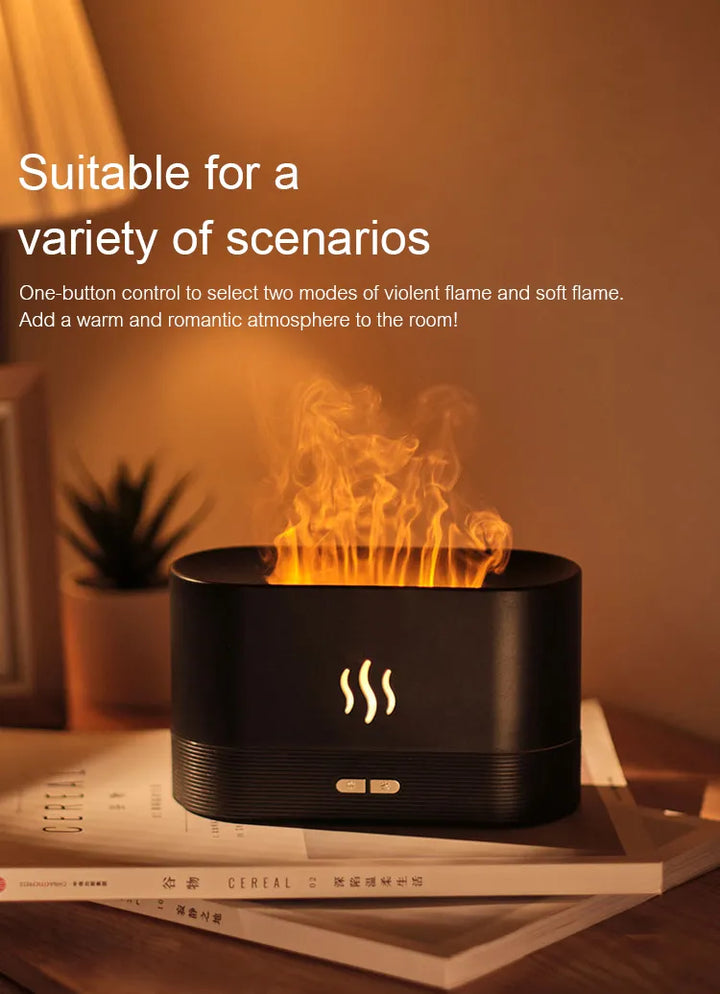 2.4MHZ Ultrasonic Frequency Aroma Therapy Diffuser, emits a Cool Flaming Look Mist through its Led Lamp, creating the Perfect Relaxing Environment to Sleep In.