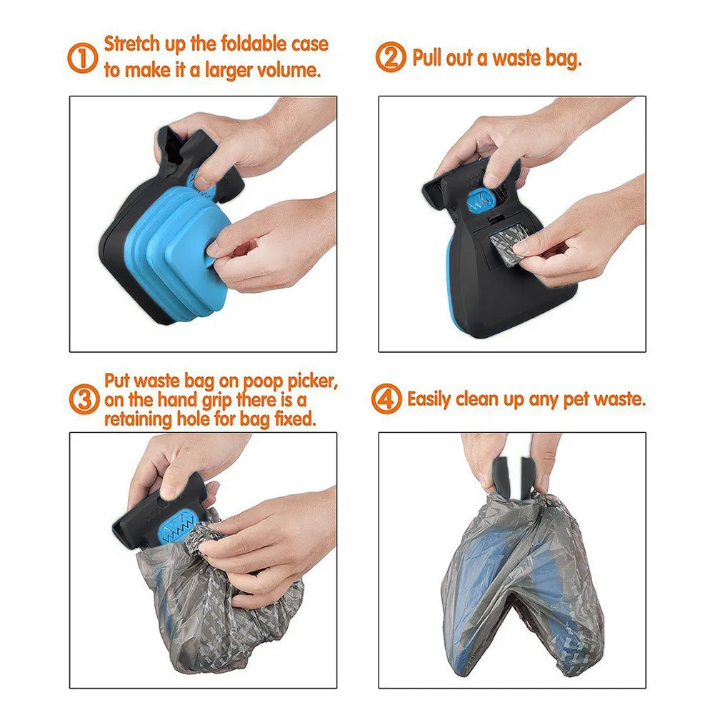 Foldable Pooper Scooper With 6-Rolls Decomposable Bags.