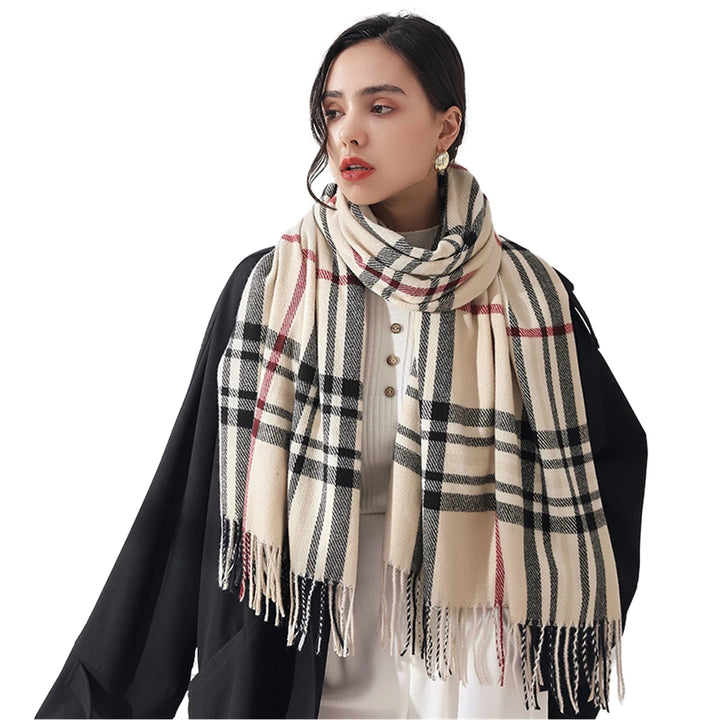 Women's Warm Classic Plaid Winter Scarf / Shawl with Cashmere Feel