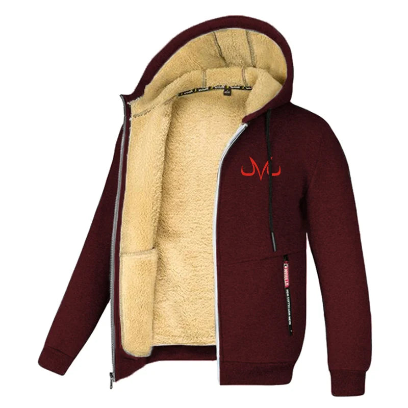 Print Sherpa Fleece Lined Jackets for Men Winter Warm Plush Coats with Zipper Pockets Zip Up Hoodie Sweatshirt Outwear Outfits