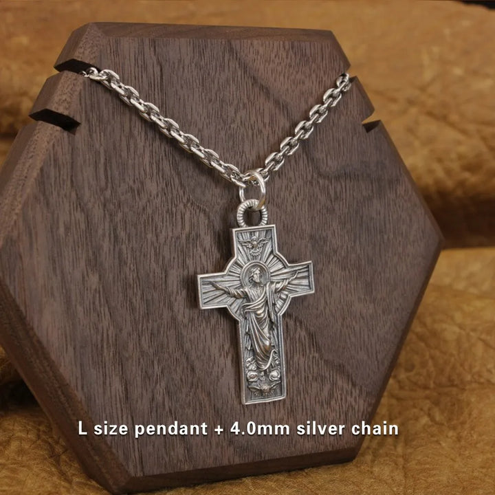 LINSION 925 Sterling Silver Jesus Christ Cross Pendant Charms Good Detail Pendant TA341