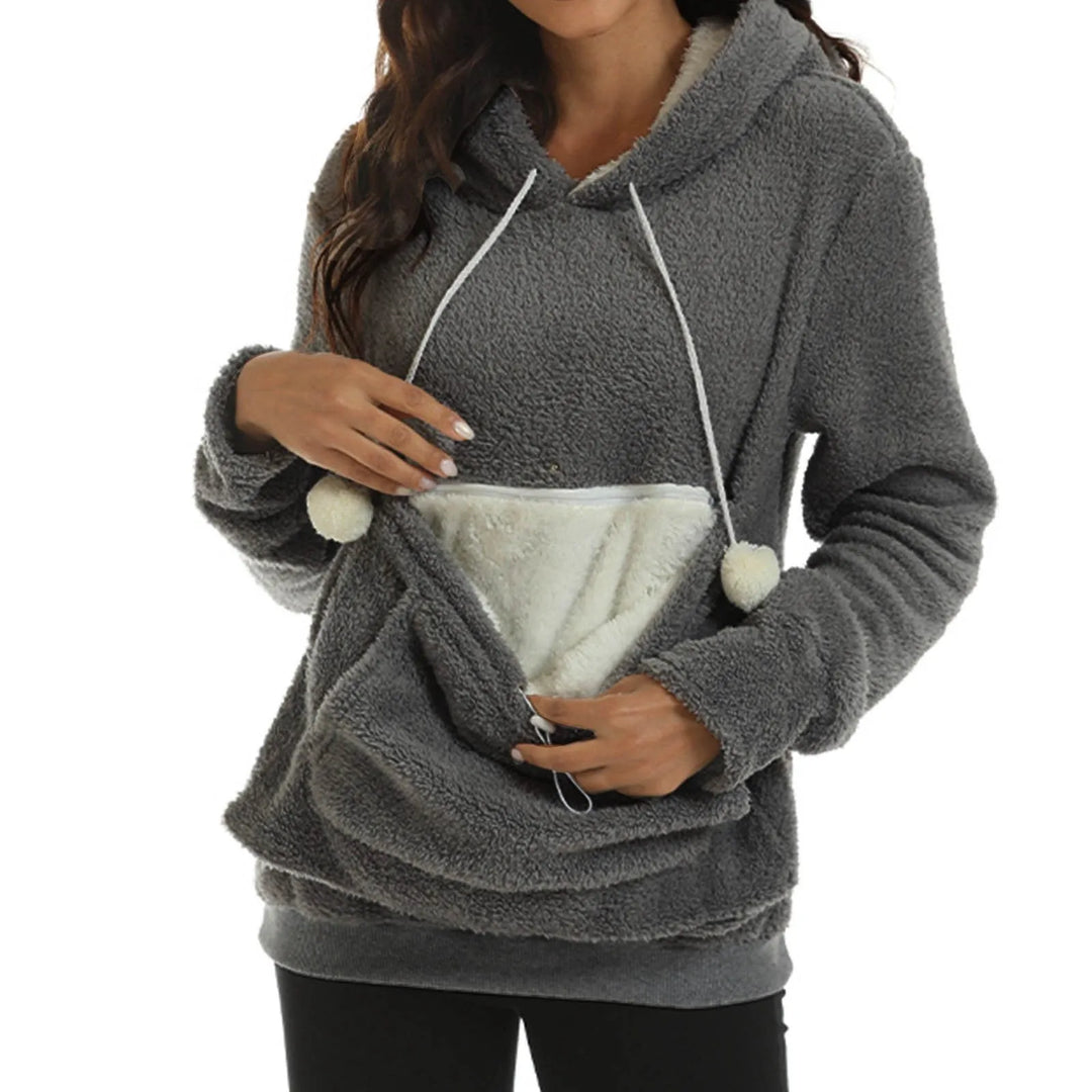 Pet Carrier Chest Pocket Hoodie for Women made of Soft Fleece for Comfort