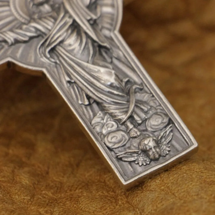 LINSION 925 Sterling Silver Jesus Christ Cross Pendant Charms Good Detail Pendant TA341