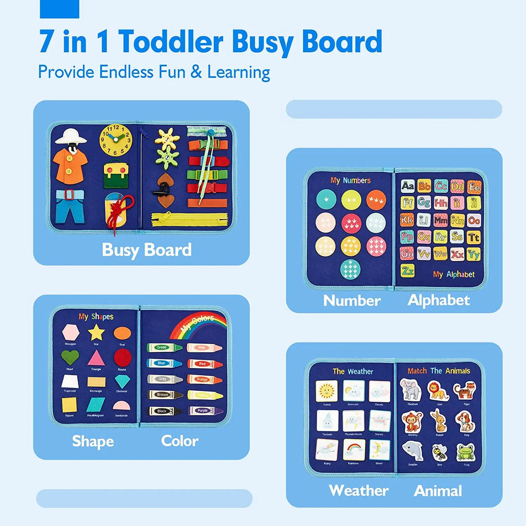 Montessori Busy Toddler Board, Autism Sensory, Educational Activity, Motor Skills, Life Skills Learning Toys for Kids