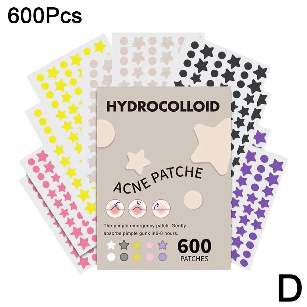 "600 Fun Star-Shaped Acne Patches – Gentle & Colorful Skincare for Teens"