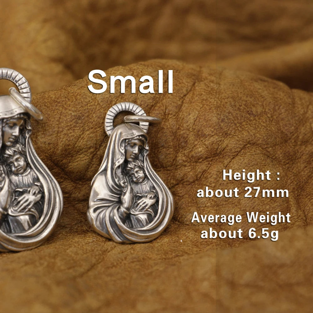 Protection from Virgin Mary Faith Base Charm Pendant Necklace of Grace Jewelry- 925 Sterling Silver - S/L