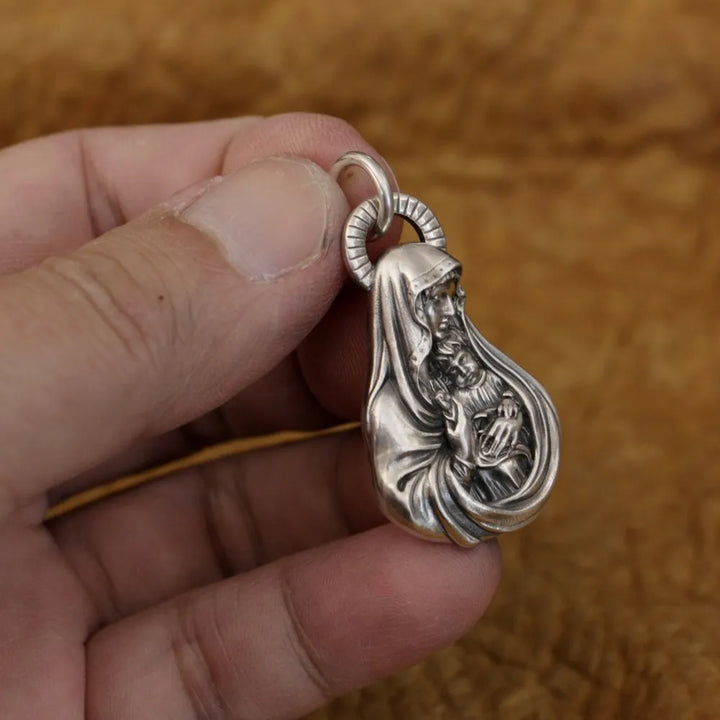 Protection from Virgin Mary Faith Base Charm Pendant Necklace of Grace Jewelry- 925 Sterling Silver - S/L