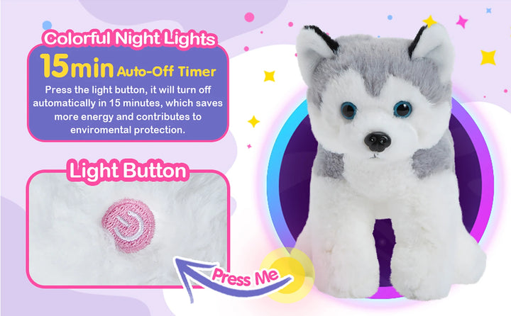 Plush Musical Light-up Husky Puppy Toy to Brighten Any Childs Life