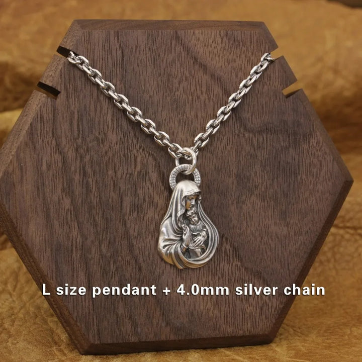 Protection from Virgin Mary Faith Base Charm Pendant Necklace of Grace Jewelry- 925 Sterling Silver - S/L