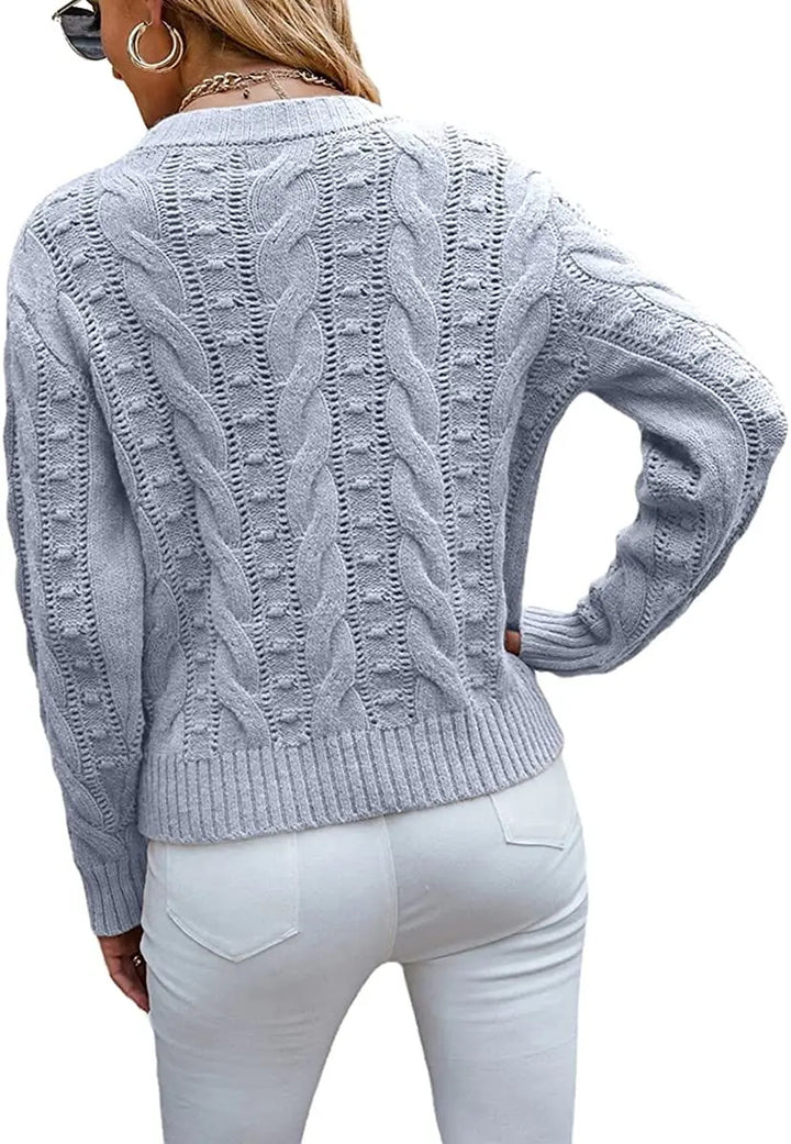Women's O-Neck Pullover Knitted Sweater