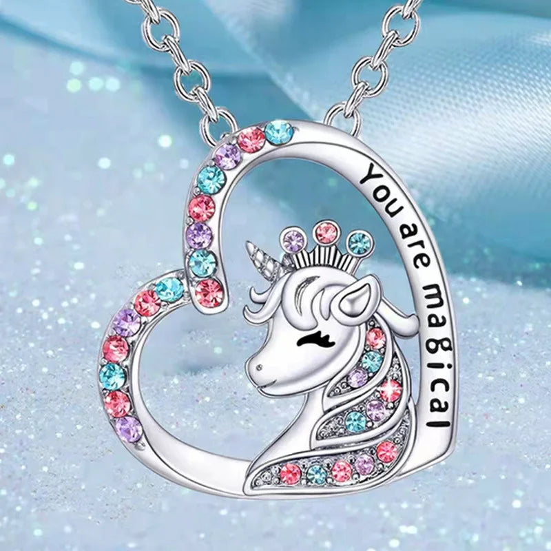 You Are Magical Unicorn Alphabet Pendant Necklace for Girls