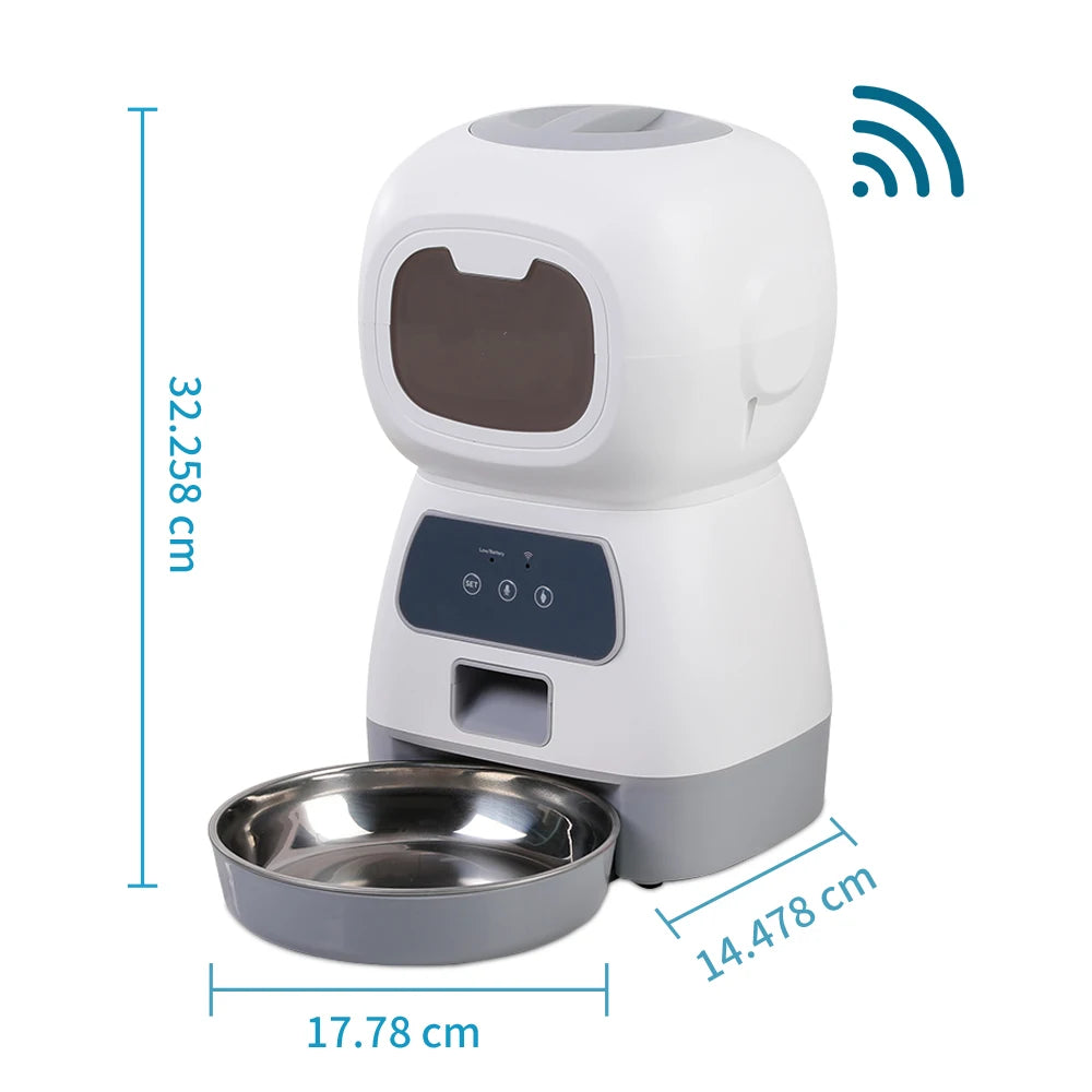 "Smart 3.5L Automatic Pet Food Feeder with Timed Meals, Voice Recording, & Spill-Proof Design – Perfect for Busy Pet Owners!"