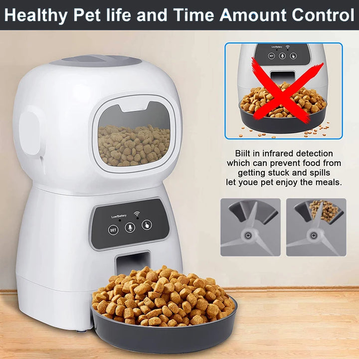 "Smart 3.5L Automatic Pet Food Feeder with Timed Meals, Voice Recording, & Spill-Proof Design – Perfect for Busy Pet Owners!"