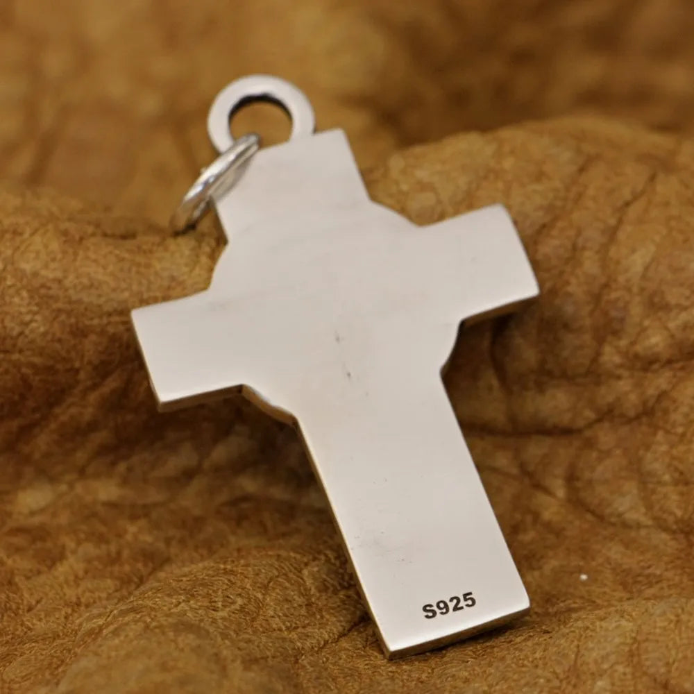 LINSION 925 Sterling Silver Jesus Christ Cross Pendant Charms Good Detail Pendant TA341