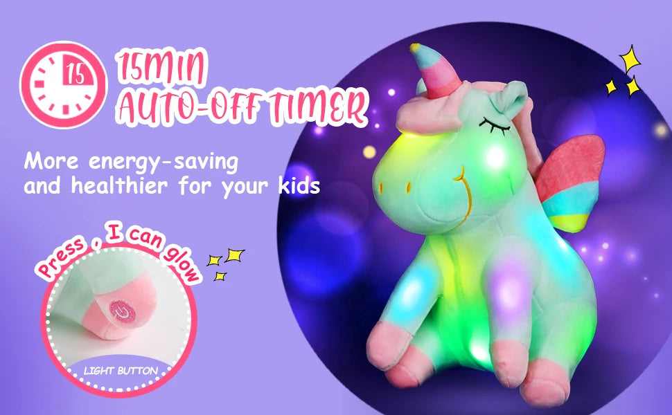 "Magical Musical Unicorn Nightlight: Soft Plush Toy (Music or Non-Music Options!)"