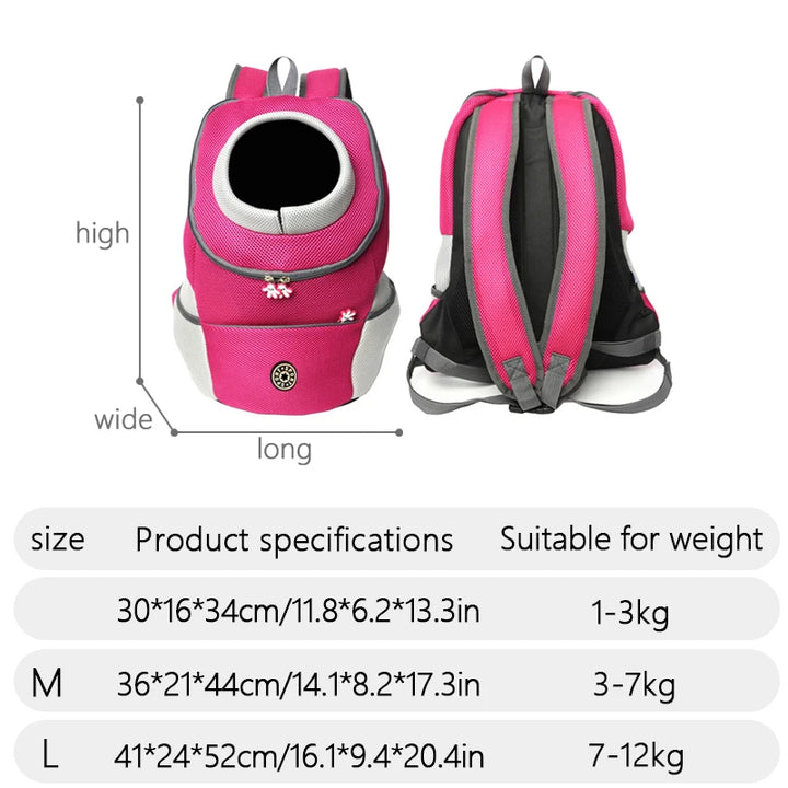 Double Shoulder Portable Outdoor Pet Backpack for Dogs -Travel - Breathable Dog Bag Carrier