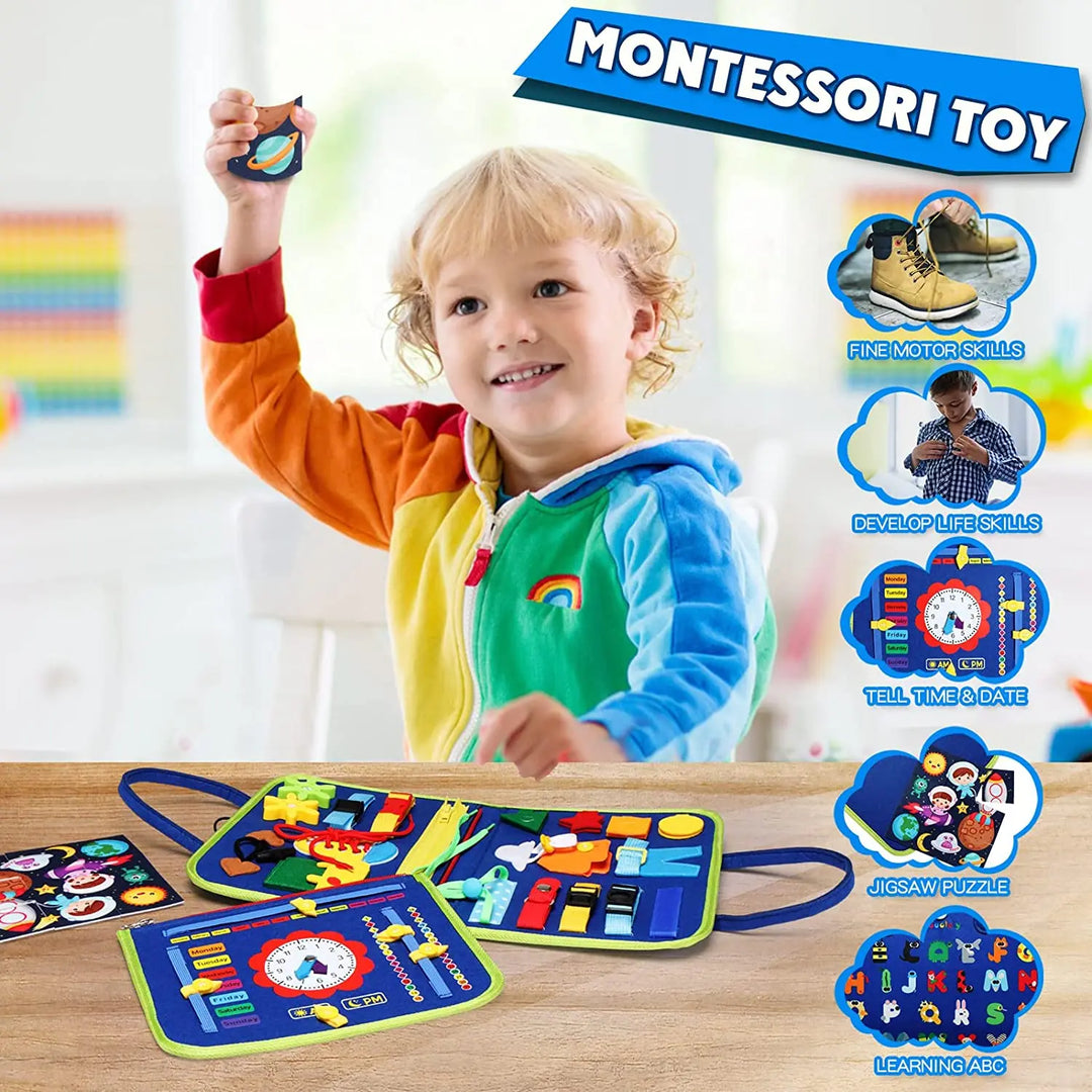 Montessori Busy Toddler Board, Autism Sensory, Educational Activity, Motor Skills, Life Skills Learning Toys for Kids