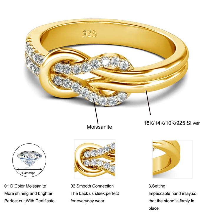 Love You for Infinity Gold Moissanite Diamond Ring for Women