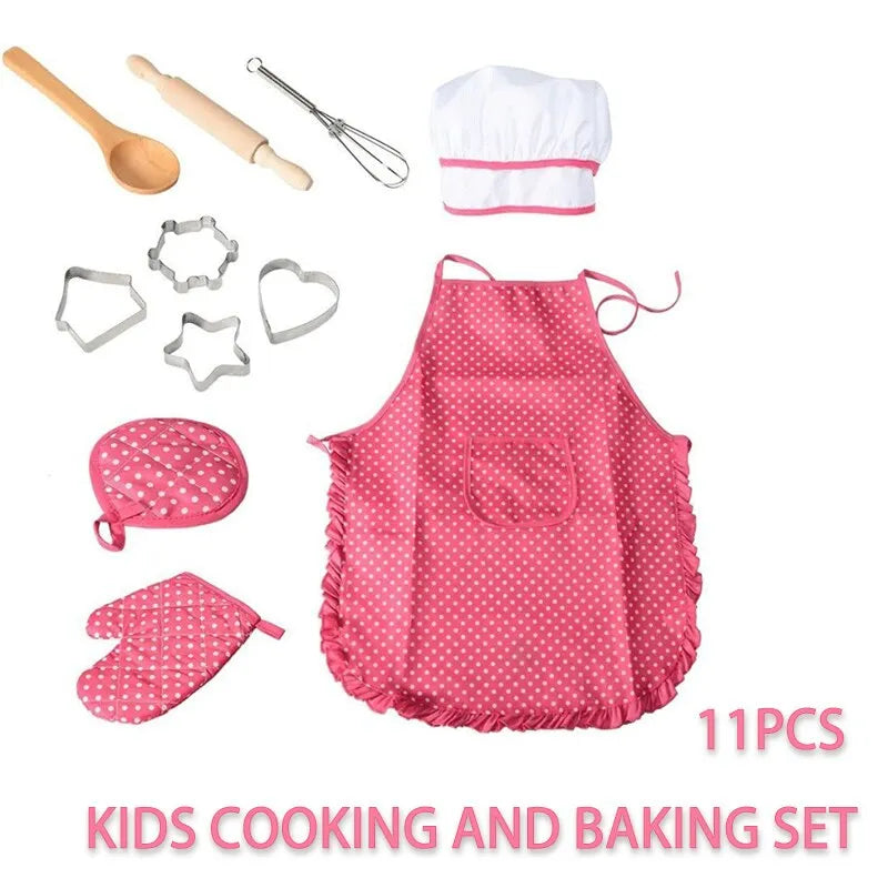 Girls 11-piece Cooking Baking Chef Set. (Ages 3-10)