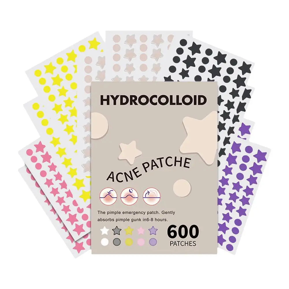 "600 Fun Star-Shaped Acne Patches – Gentle & Colorful Skincare for Teens"