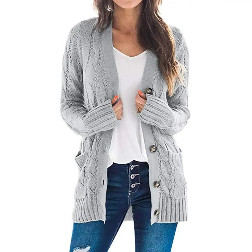 Women's Everyday Knitted Button Up Long Sleeve Casual Cardigan, for Anytime You are Chilly.