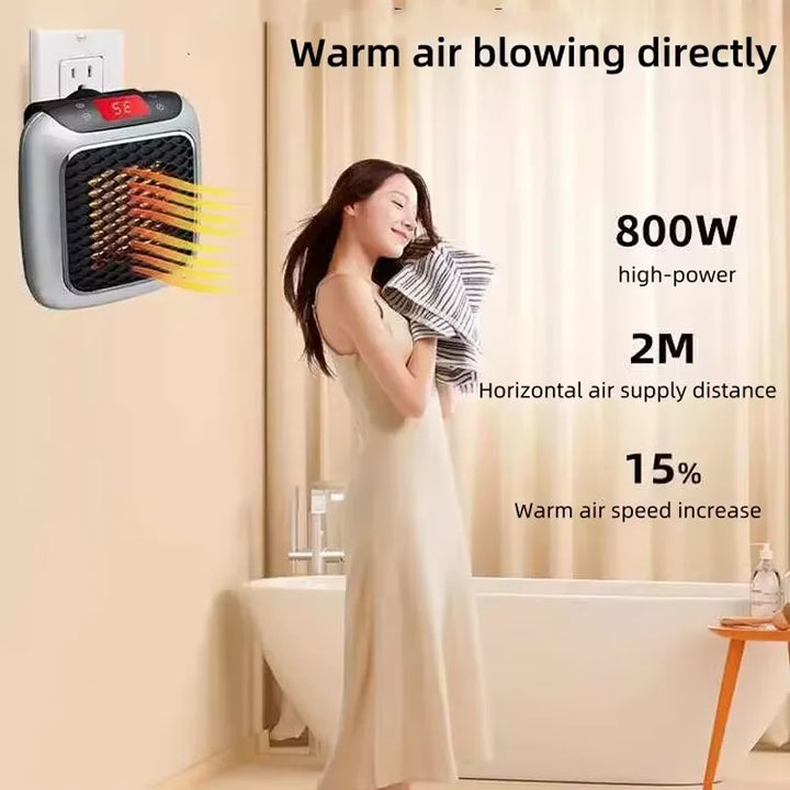 Compact and Powerful 800W PTC Ceramic Heater with Remote Control - Keep Small Spaces Warm - US Plug