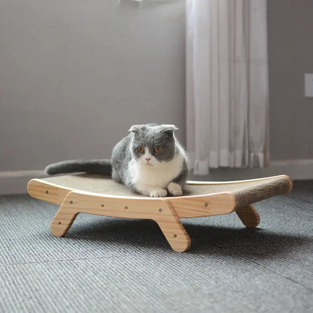 Wooden Cat Scratcher Bed 3 In 1 Scratching Post for Cats. Train them where to Scratch as Kittens to Save Your Furniture.