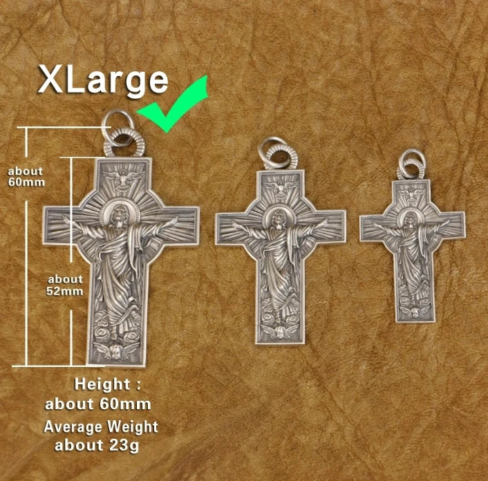 LINSION 925 Sterling Silver Jesus Christ Cross Pendant Charms Good Detail Pendant TA341