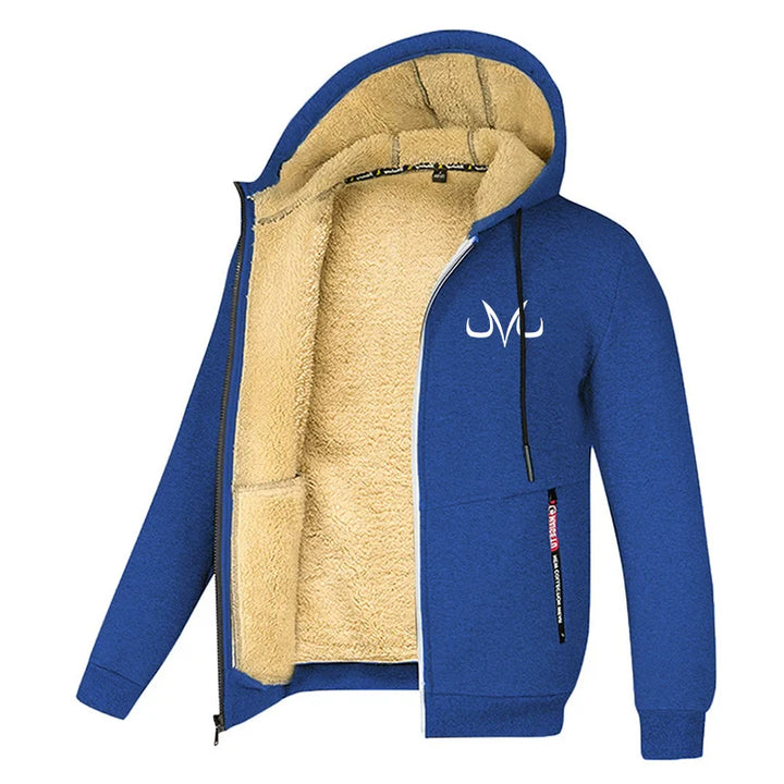 Print Sherpa Fleece Lined Jackets for Men Winter Warm Plush Coats with Zipper Pockets Zip Up Hoodie Sweatshirt Outwear Outfits