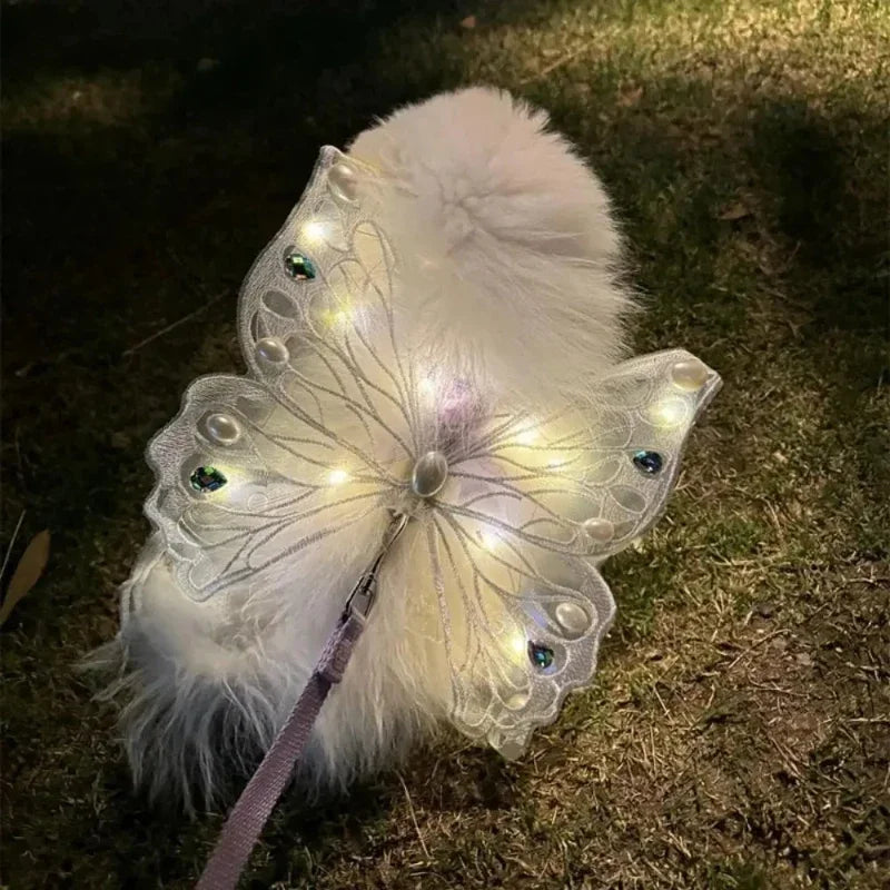 Dog Wings Glowing Butterfly Back Decoration Creative Cute Pet Accessories Dog Clothes for Small Medium Accessory Cat Supplies