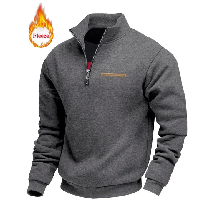 Heavy Fleece Long-sleeved Men's Sweatshirt Half Zipper Loose Stand-up Collar Pullover