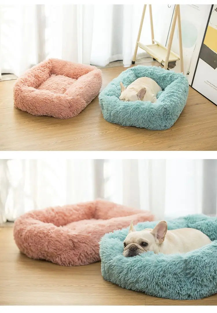 "Cozy Rectangle Plush Dog Bed – Warm Winter Mat for Dogs & Cats of All Sizes"