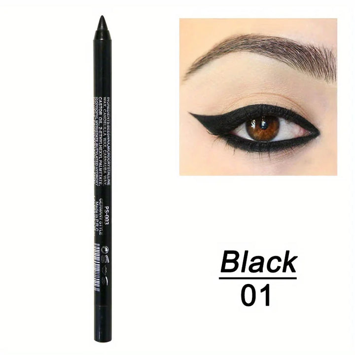 Brillant Colors Smudge-Proof High-Shine Waterproof Eyeliner Pencil - Long-Lasting, Black & Multicolor Opt