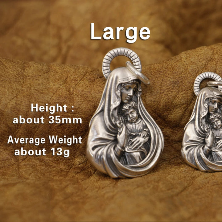Protection from Virgin Mary Faith Base Charm Pendant Necklace of Grace Jewelry- 925 Sterling Silver - S/L
