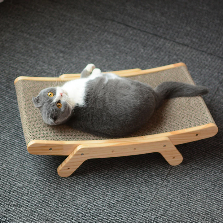 Wooden Cat Scratcher Bed 3 In 1 Scratching Post for Cats. Train them where to Scratch as Kittens to Save Your Furniture.