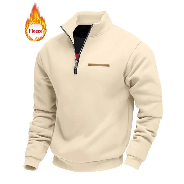 Heavy Fleece Long-sleeved Men's Sweatshirt Half Zipper Loose Stand-up Collar Pullover