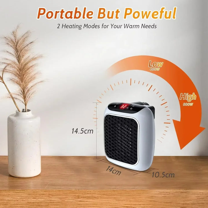 Compact and Powerful 800W PTC Ceramic Heater with Remote Control - Keep Small Spaces Warm - US Plug