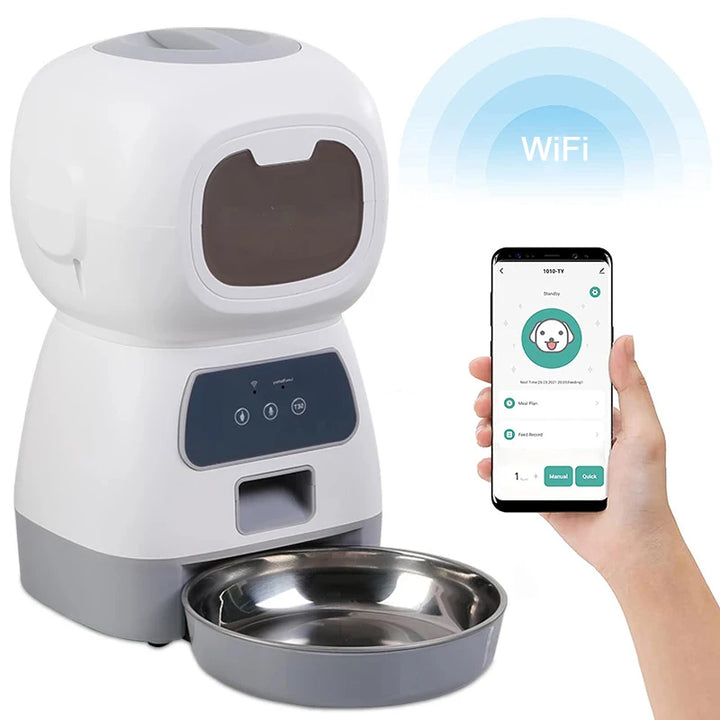 "Smart 3.5L Automatic Pet Food Feeder with Timed Meals, Voice Recording, & Spill-Proof Design – Perfect for Busy Pet Owners!"