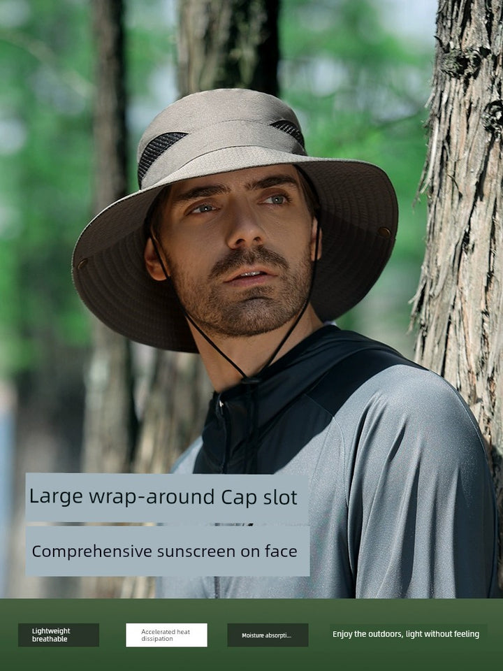 Sun Hat Men's Summer Fisherman Sun Hat Women's Breathable and UV-Resistant Outdoor Mountaineering Fishing Big Brim