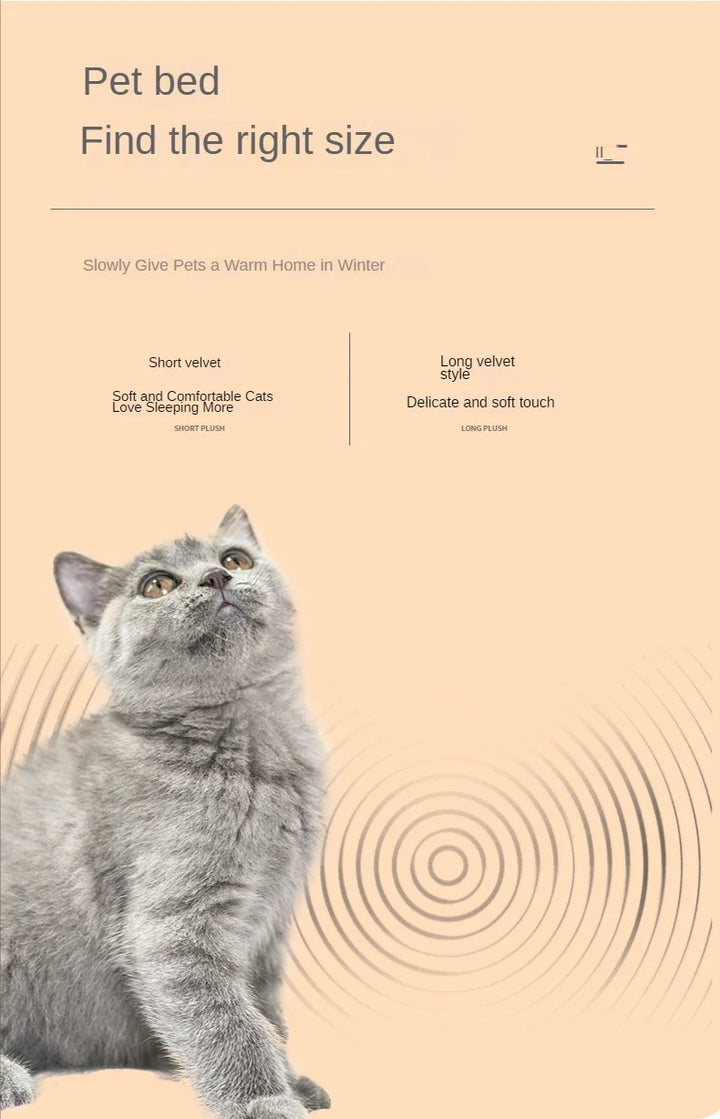 Plush Round Cushioned Nesting Pet Bed Cave for Cats or Small Dogs - 3 Sizes to Choose From